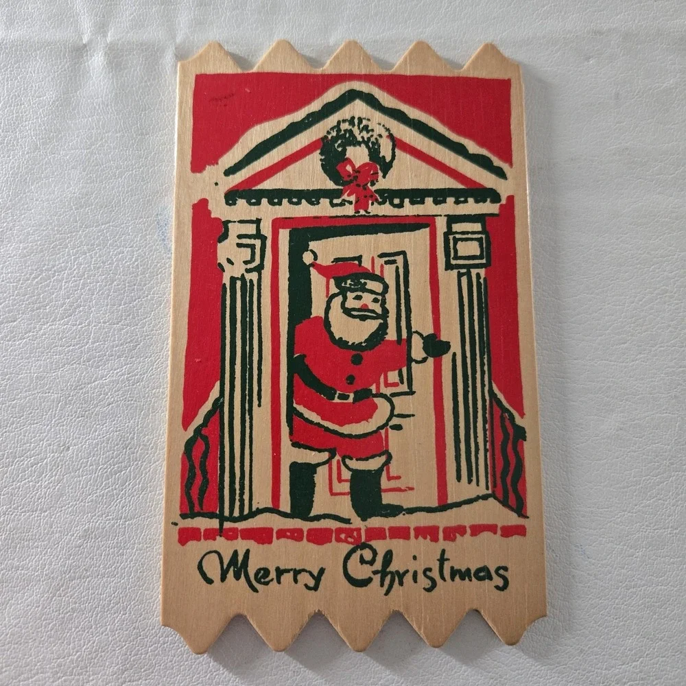 Merry Christmas Wood Postcard Santa New ATTCO-227 Holiday‎